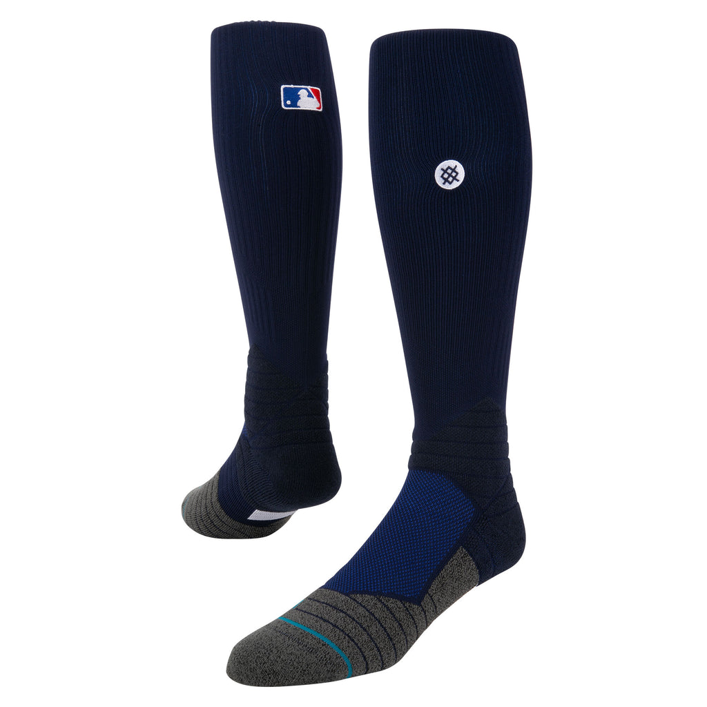 Stance MLB Diamond Pro Solid Color OTC Socks in Navy, designed for athletes with over-the-calf coverage and breathable fabric for comfort and performance.