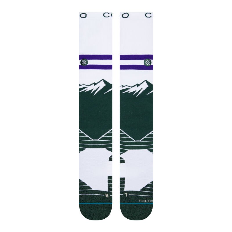 Close-up of Stance MLB Colorado Rockies 2022 City Connect OTC Socks showcasing the Infiknit technology for durability.