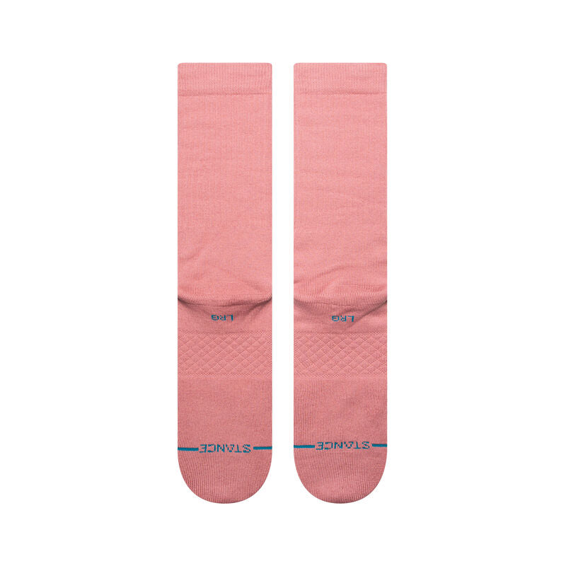 Stance men's Icon Solid Color Cotton Crew Socks with seamless toe closure and engineered arch support for enhanced everyday wear.
