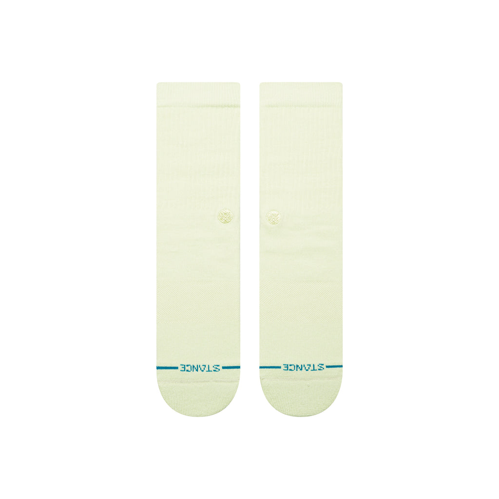 Stance mens Icon Solid Color Cotton Crew Socks Green Sand featuring Infiknit technology for durability and comfort.
