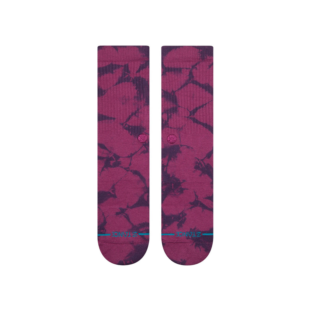 Close-up of Stance mens Icon Dyed Crew socks in Navy highlighting the soft combed cotton blend material.