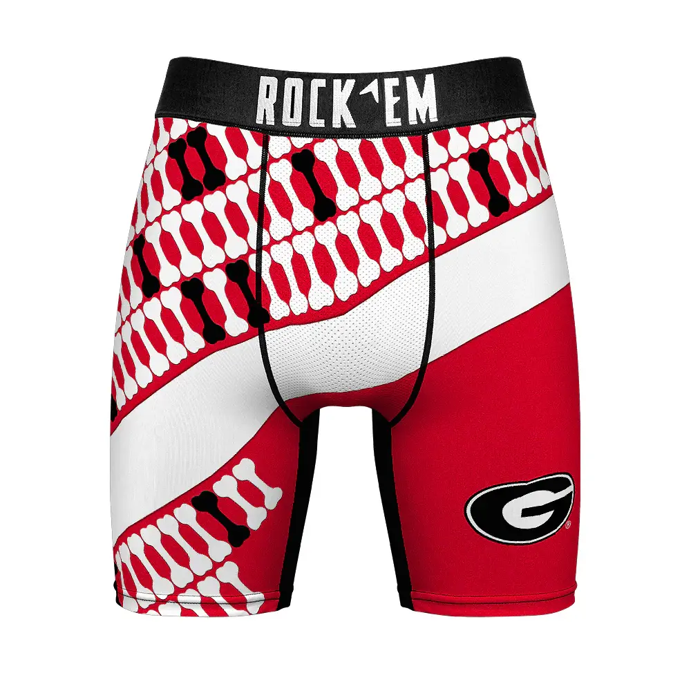 NCAA Georgia Bulldogs, UGA - Helmet Series Rock 'Em Boxer Briefs featuring a soft microfiber waistband and Ultra Cool Ventilation technology for optimal comfort and support.
