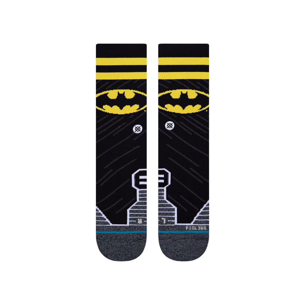 Close-up view of the Stance DC Comics Batman The Dark Knight Crew socks highlighting the quality and detail of the fabric.