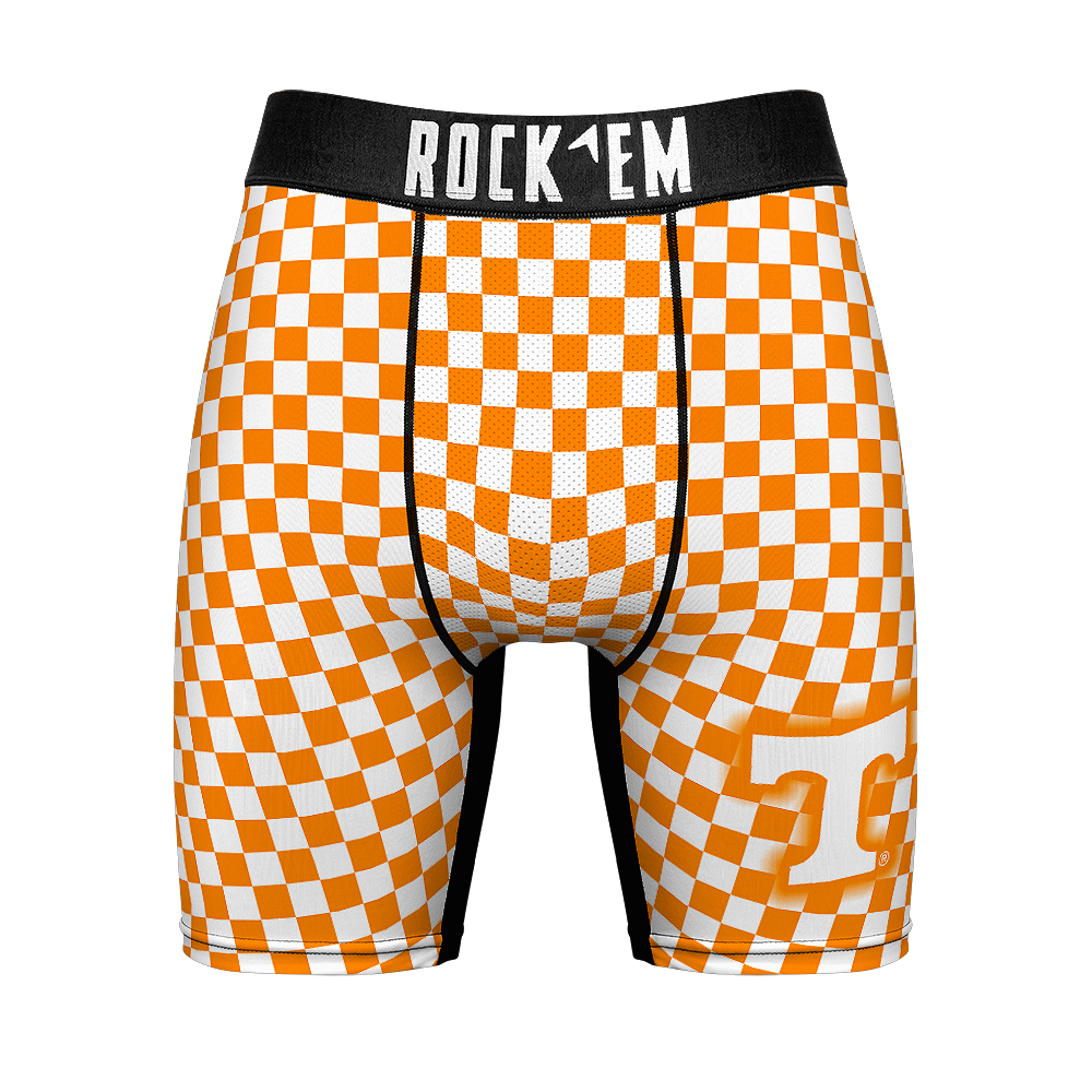 NCAA Tennessee Volunteers - Checkerboard Rock 'Em Boxer Briefs showcasing vibrant checkerboard design and ultra-comfortable fit for fans.