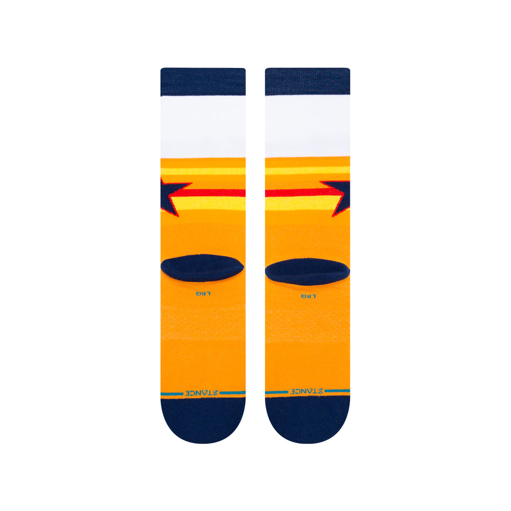 Close-up of Stance MLB Houston Astros Astrodome Crew Socks highlighting the premium fabric and comfort features.