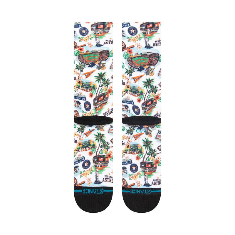 Colorful Stance MLB Houston Astros Spooner Crew Socks featuring seamless toe closure and targeted cushioning for ultimate comfort.