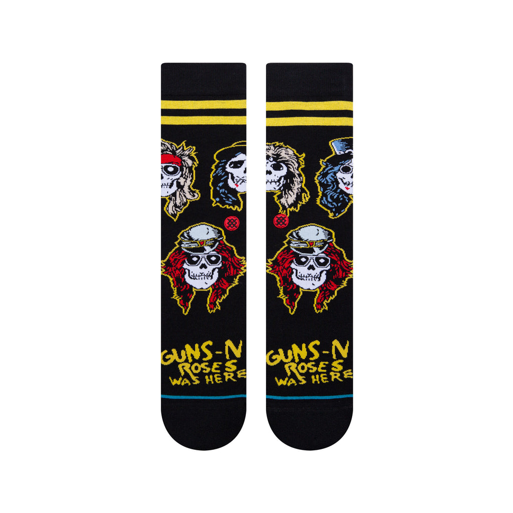 Close-up of Stance Guns N' Roses Appetite Crew Socks - Black highlighting the soft cotton blend and targeted cushioning.