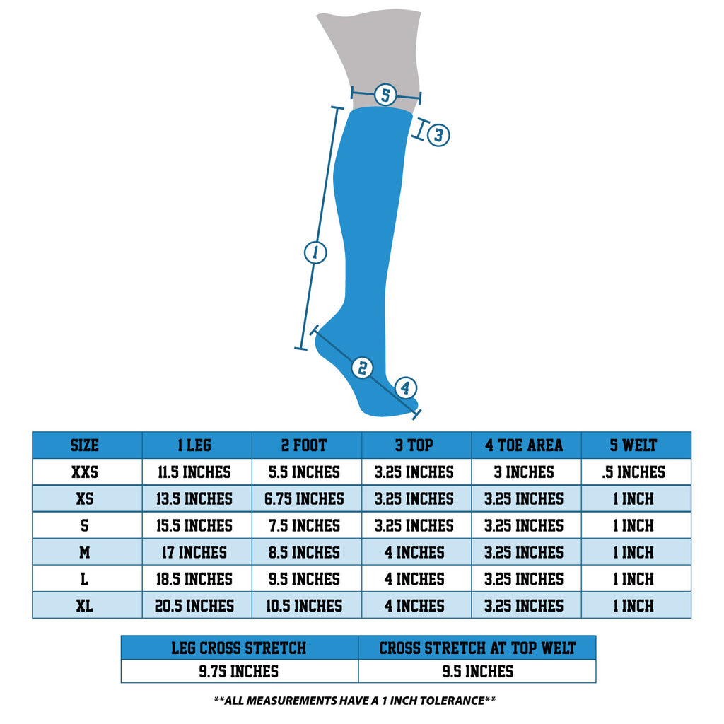MK Socks Knee High Length Size Chart