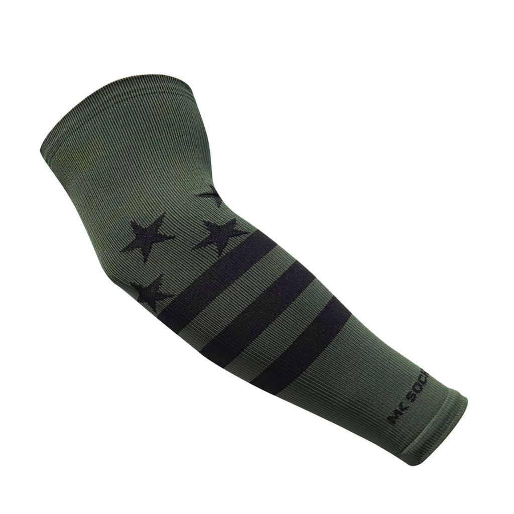 Tactical Baseball & Football Compression Sleeve Featuring Rugged Military Green (Olive) and Black American Flag for Showcasing Warrior Spirit