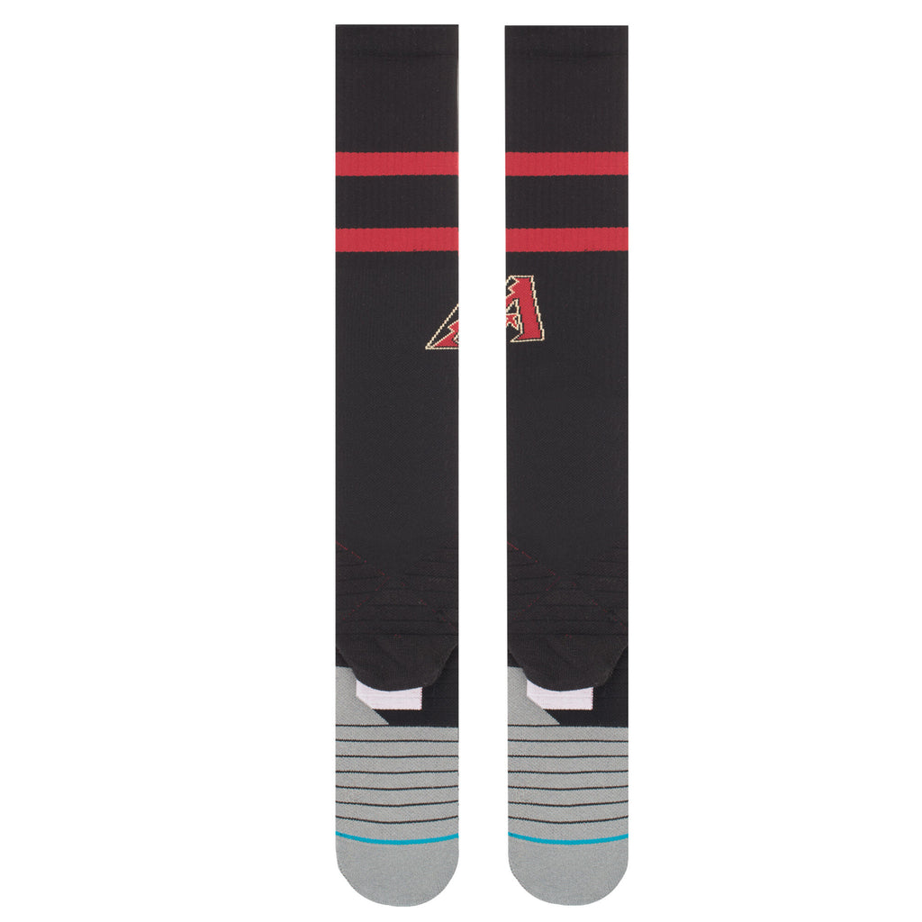 Close-up of Stance MLB Arizona Diamondbacks Diamond Pro OTC Socks featuring advanced cushioning and breathable fabric for optimal performance.