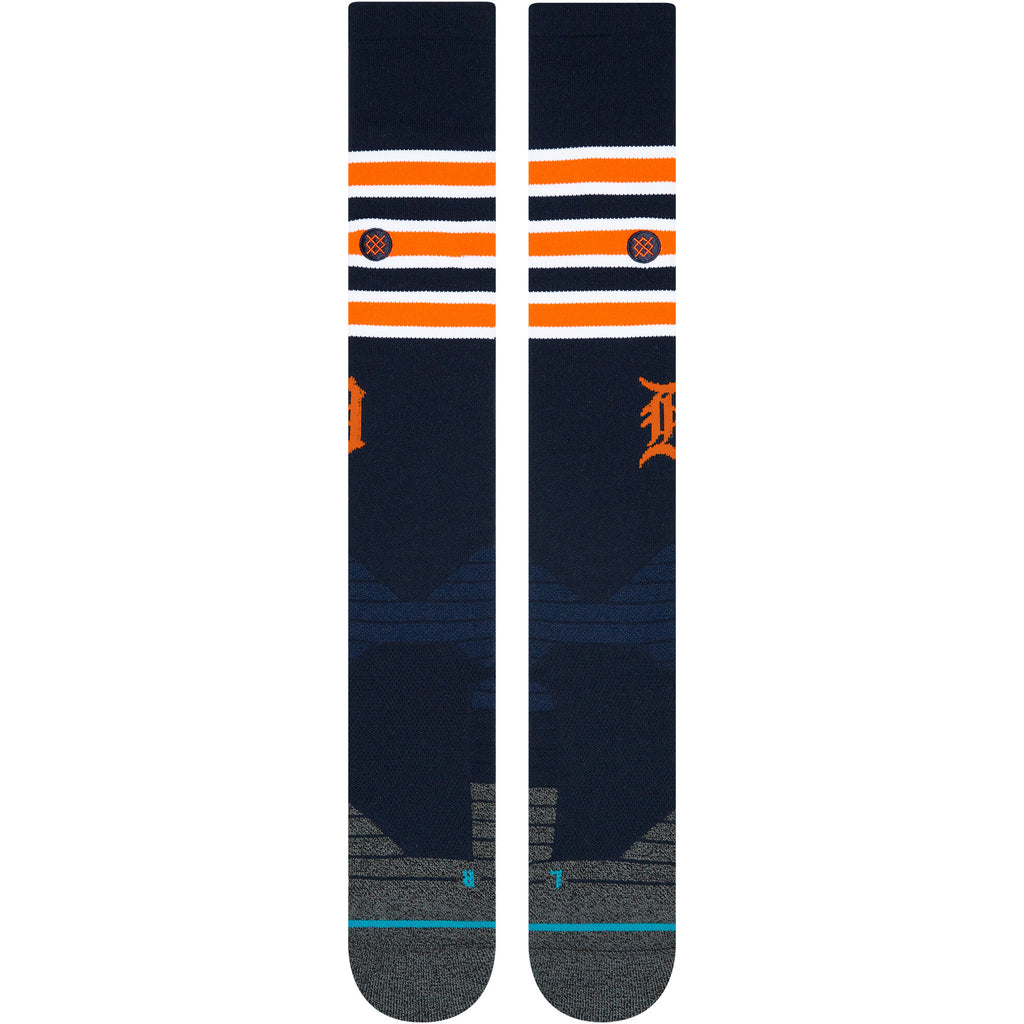 Comfortable medium cushioning Stance MLB Detroit Tigers Stripe Orange OTC Socks with Infiknit technology for durability, designed for all-day wear.