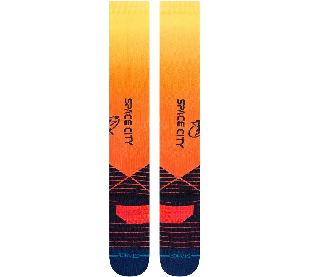 Close-up view of Stance MLB Houston Astros 2022 City Connect OTC Socks highlighting the texture and Fit360 technology for enhanced comfort and moisture-wicking.