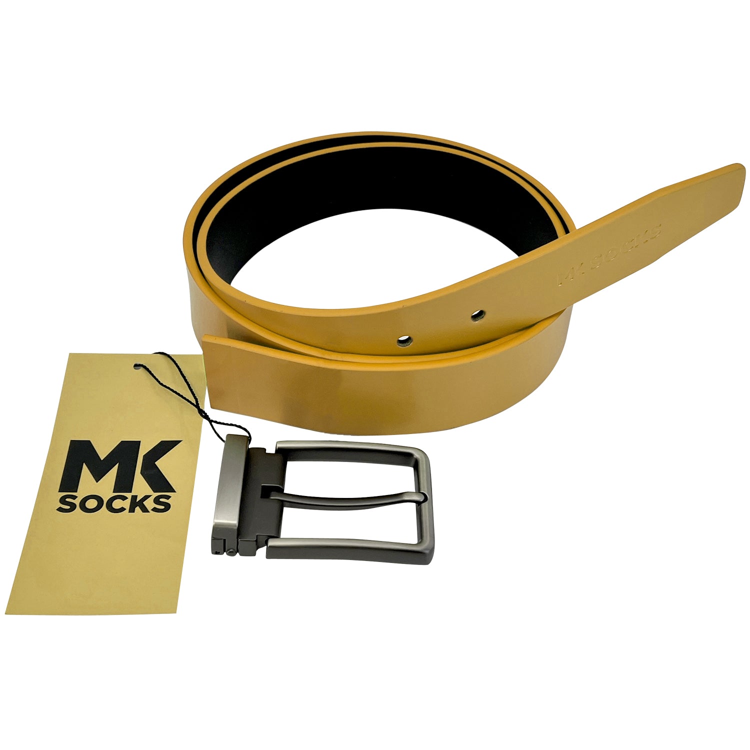 Youth Leather Baseball Belt Gold – Mk Socks - Main Image