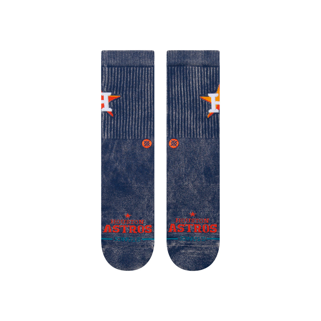 Close-up of Houston Astros Stance MLB Fade Crew Socks showcasing the durable cotton blend and mid-weight cushioning.