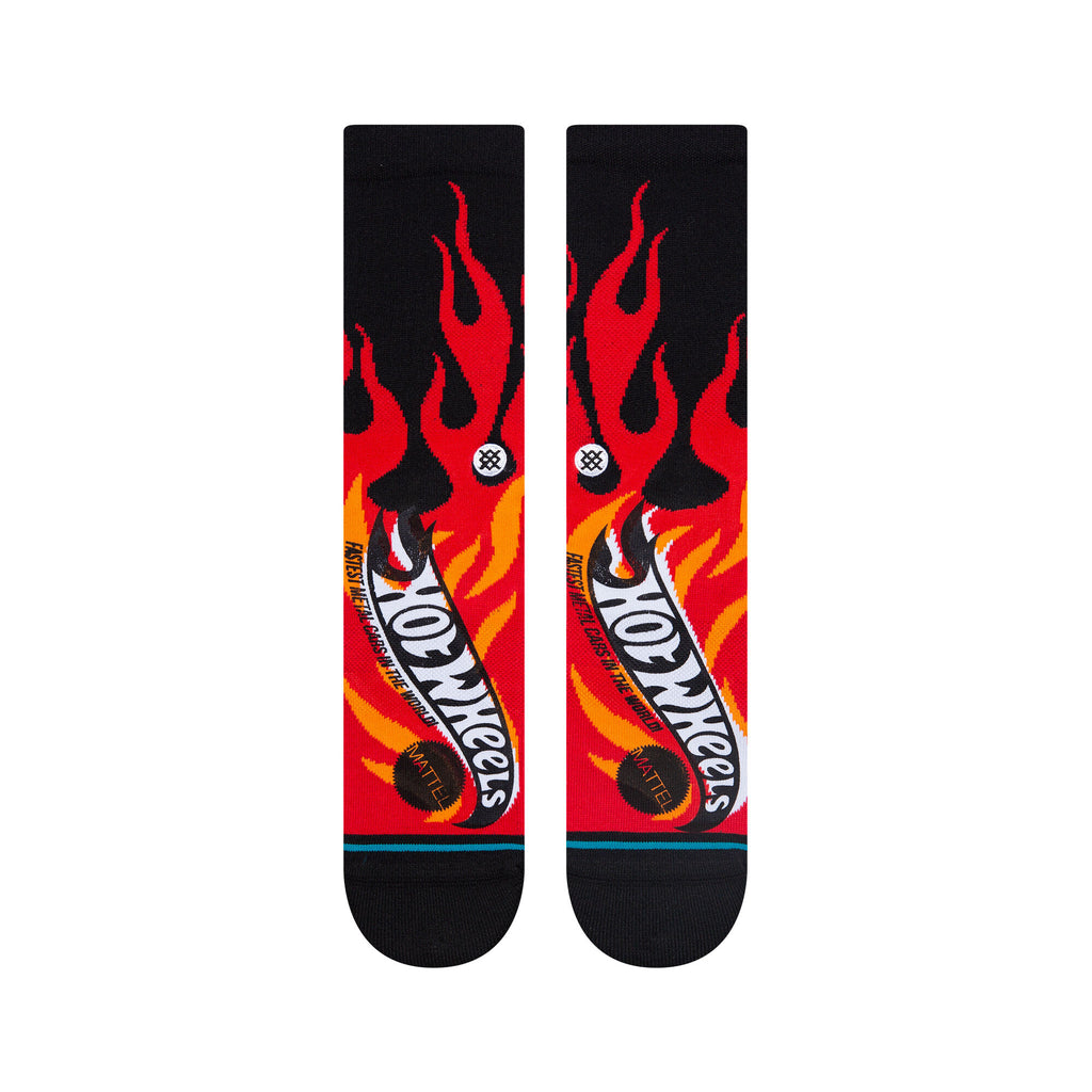 Close-up view of Stance Hot Wheels Hot Licks Crew Socks showcasing vibrant colors and quality material.