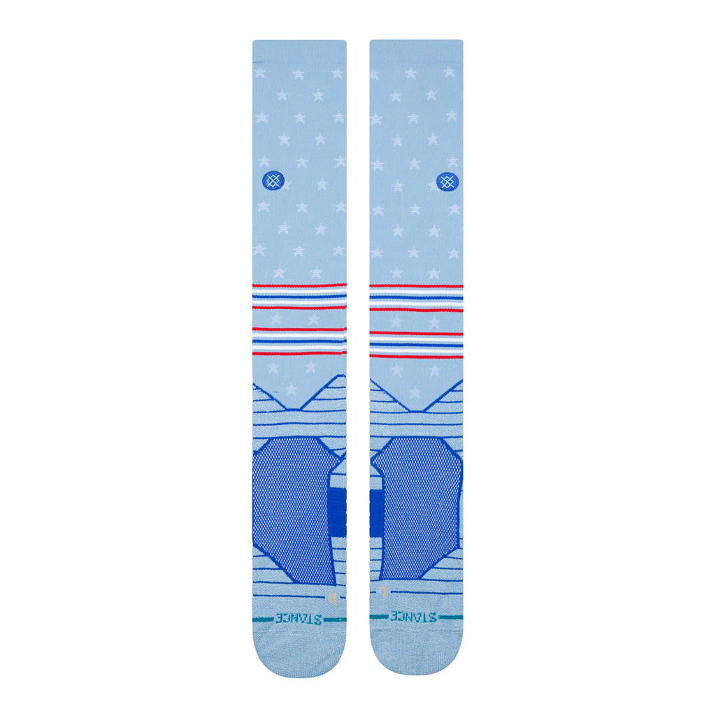 Detailed close-up of Stance MLB 4Th Of July 2025 The Fourth OTC Socks, featuring a premium nylon blend for durability, ideal for all-day wear during summer activities.