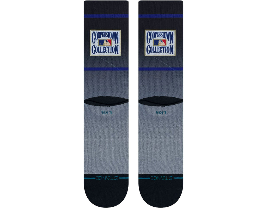 Detail view of Stance Tampa Bay Rays 2023 Cooperstown Crew Sock highlighting seamless toe closure for irritation-free wear.
