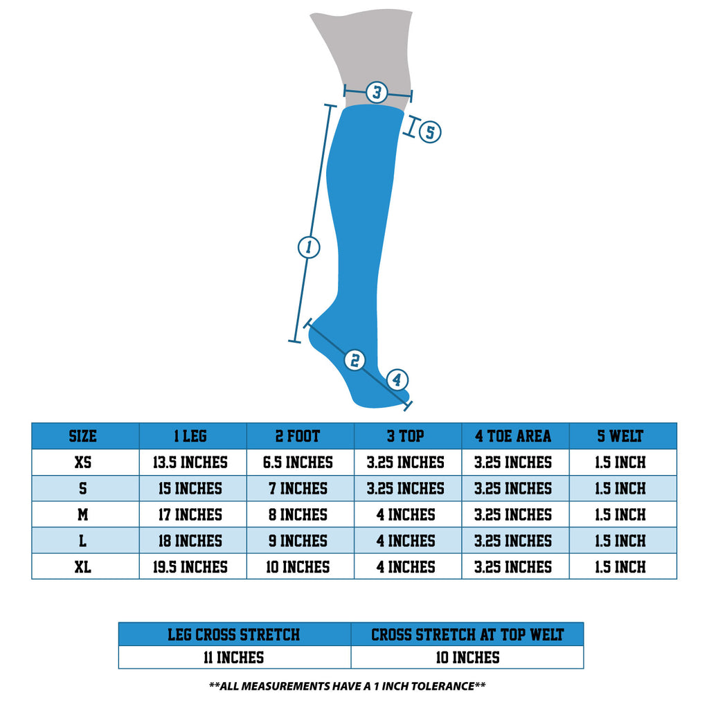 MK Socks length chart for pear sox