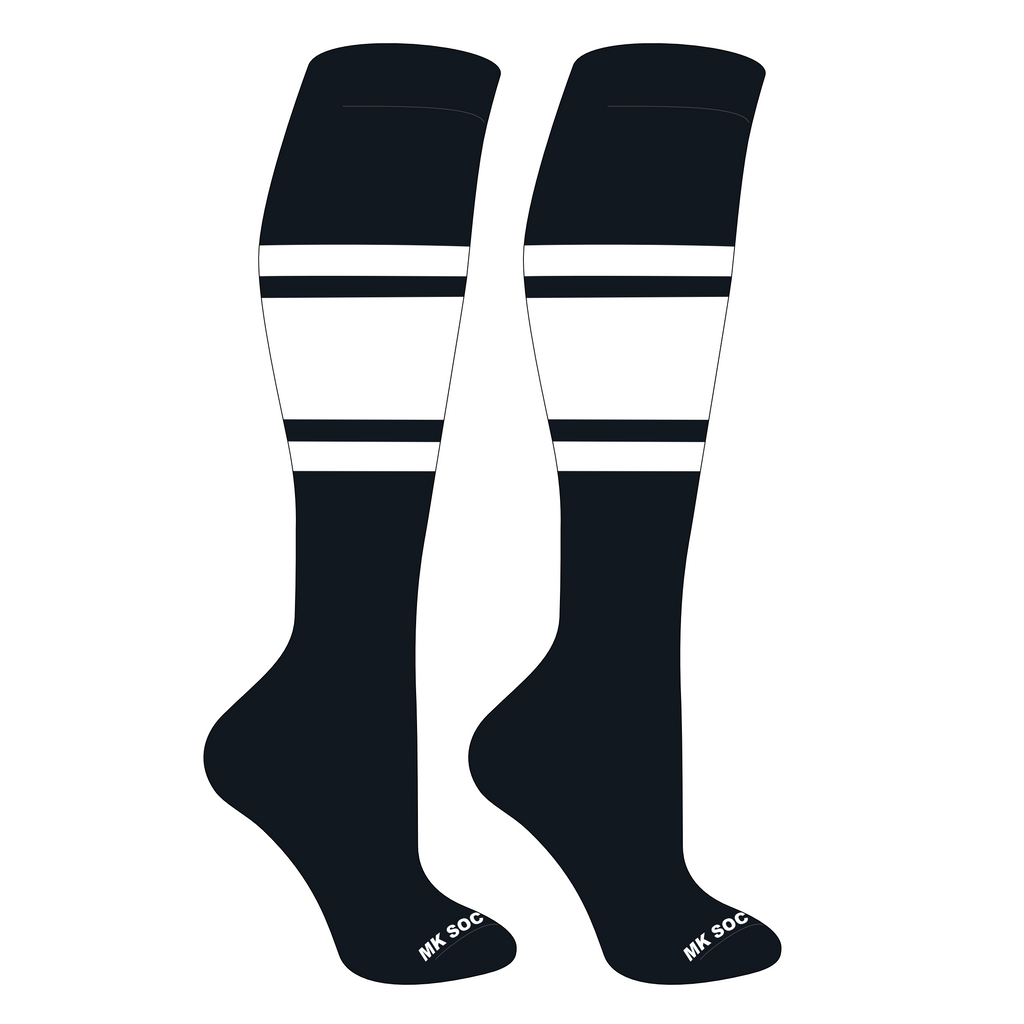 MK Socks Competitor OTC Baseball, Football Socks in Black color showcasing the durable 3-ply nylon blend for athletic performance.