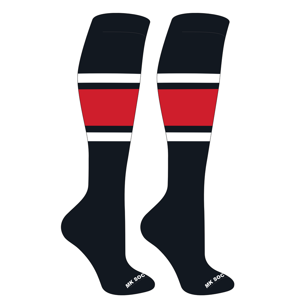 MK Socks Competitor OTC Baseball, Football Socks in Black, White, Red for athletic performance.