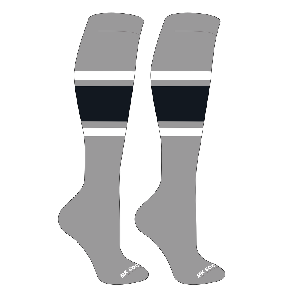 MK Socks Competitor OTC Baseball, Football Socks in Grey, White, Black colors for optimal performance on the field.