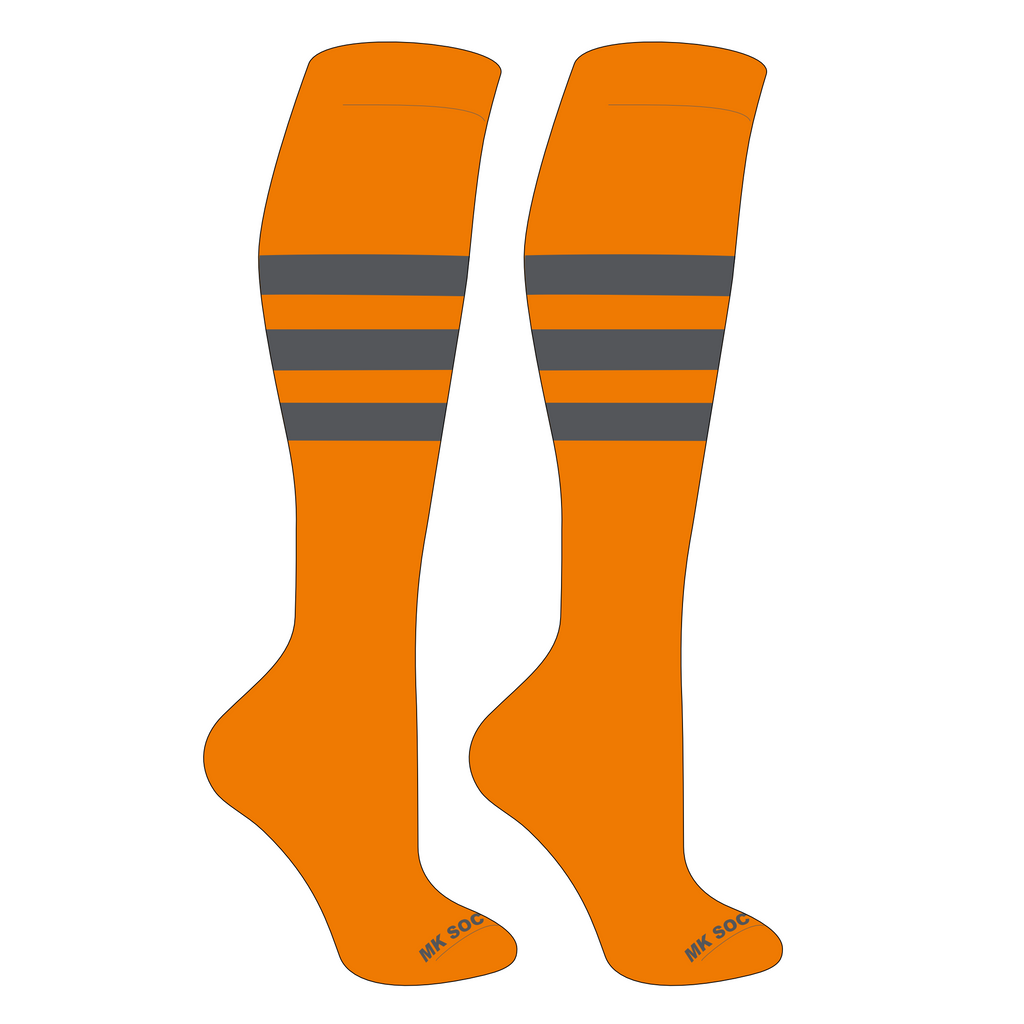 MK Socks Competitor OTC Baseball and Football Socks in Tennessee Orange and Graphite designed for athletic performance and comfort.