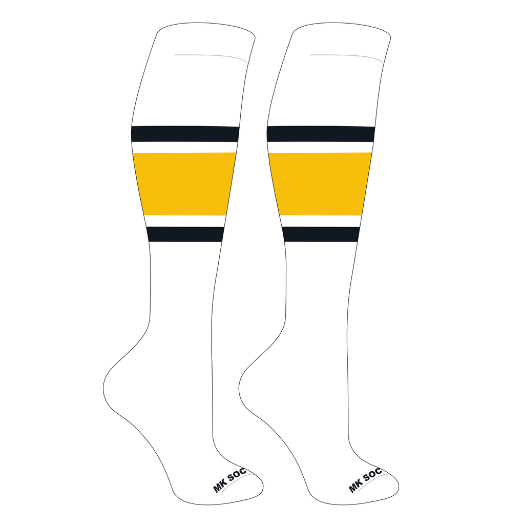 MK Socks Competitor OTC Baseball, Football Socks in White, showcasing mid-knee length for optimum athletic performance.