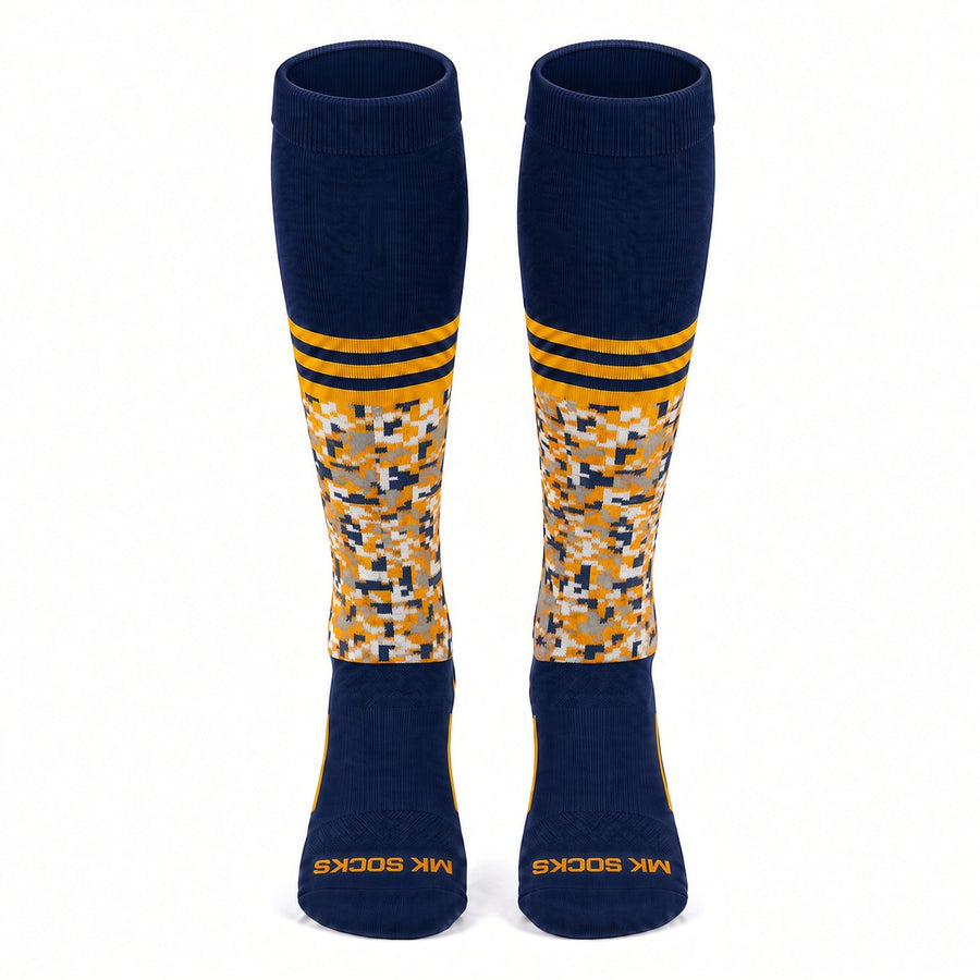 Mk Socks Digital Camo Stripe Knee High Sports Socks - Navy Gold