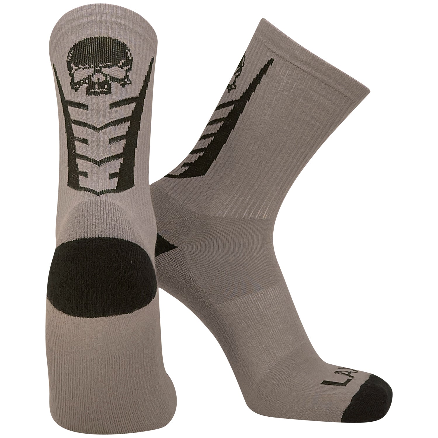 Topsox Lacrosse LAX Crew socks in Dark Grey and Black with Skull