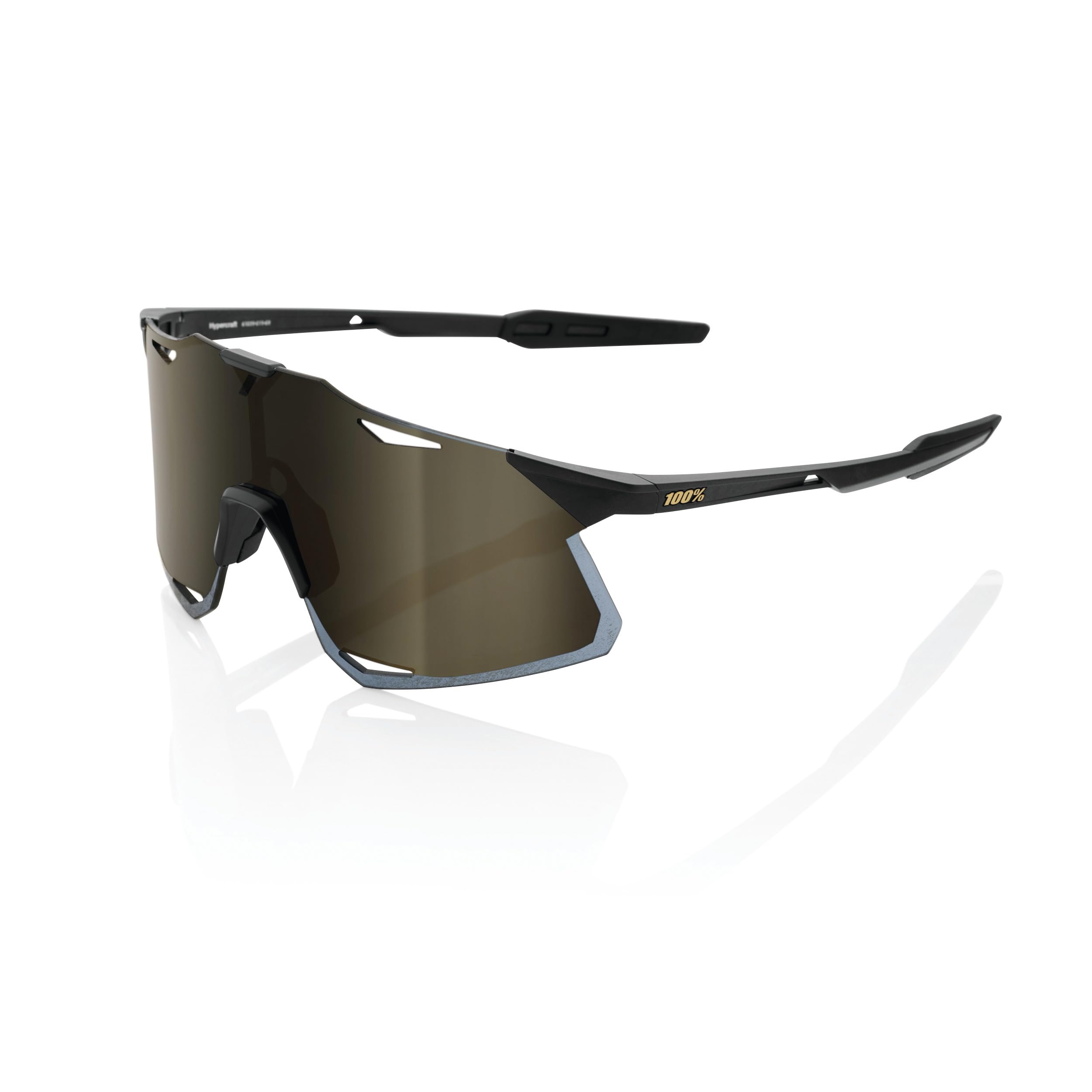 100% HYPERCRAFT Sport Performance Sunglasses, Matte Black, Soft Gold