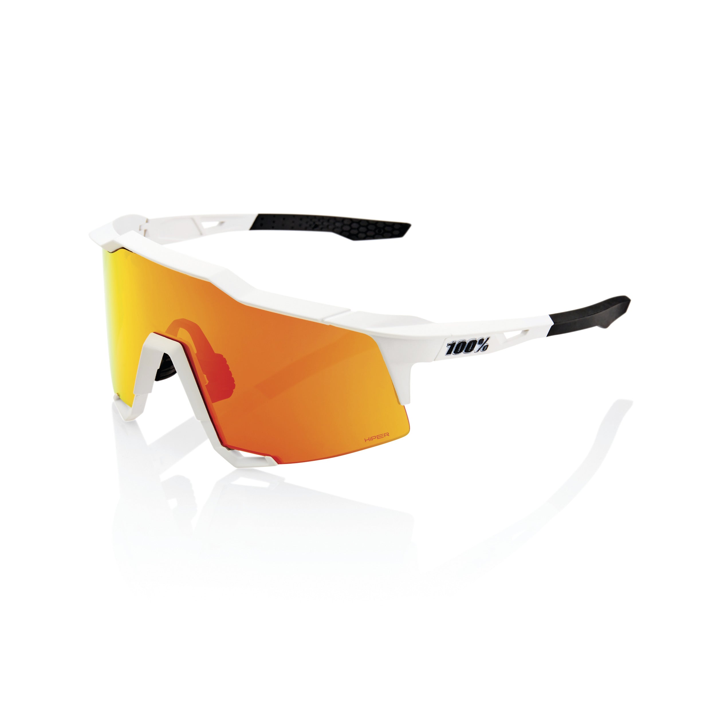 100% SPEEDCRAFT Sport Performance Sunglasses, Soft Tact Off White, Red
