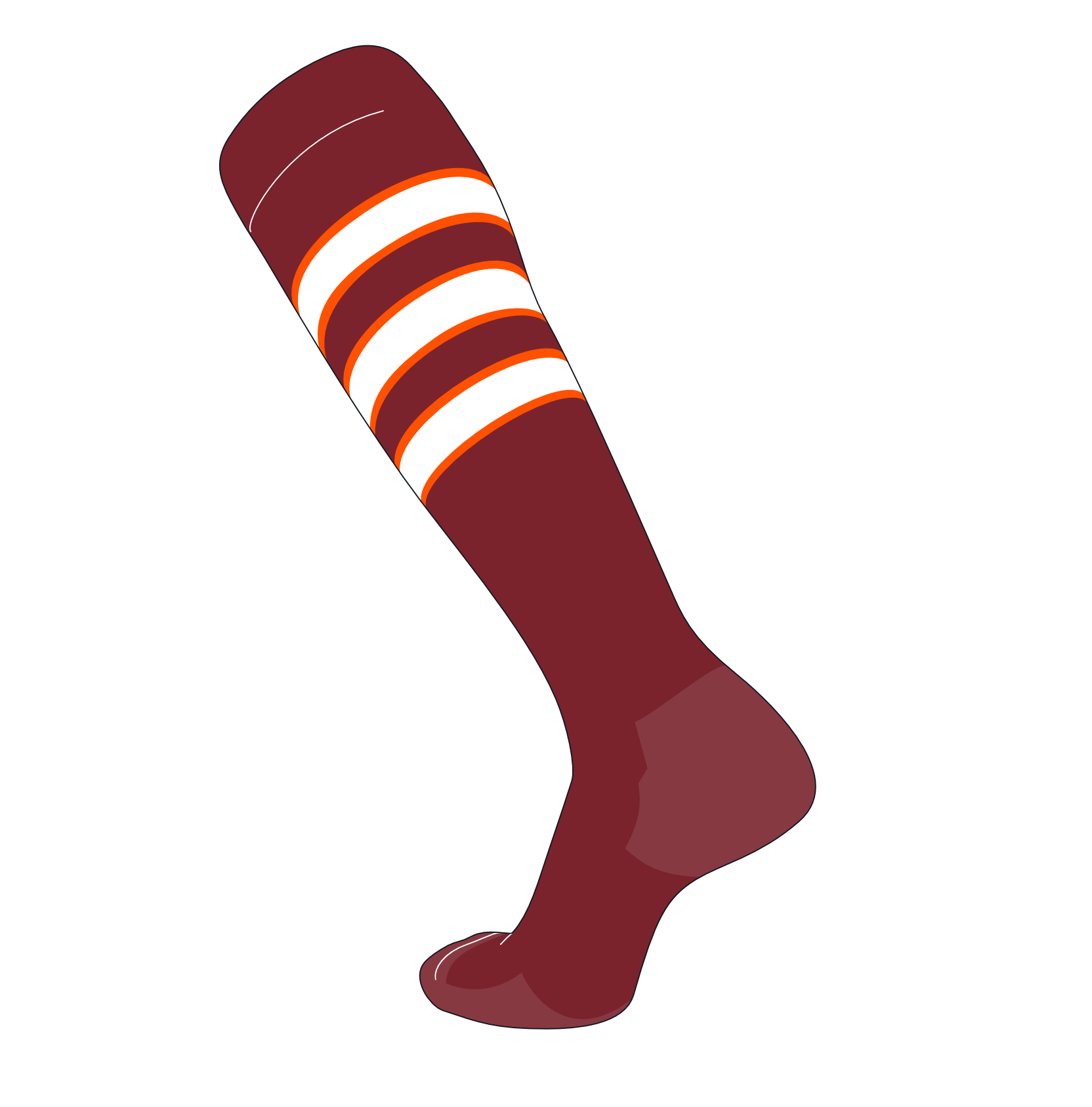 TCK Elite Baseball Football Knee High Striped Socks (D) Cardinal, Orange, White