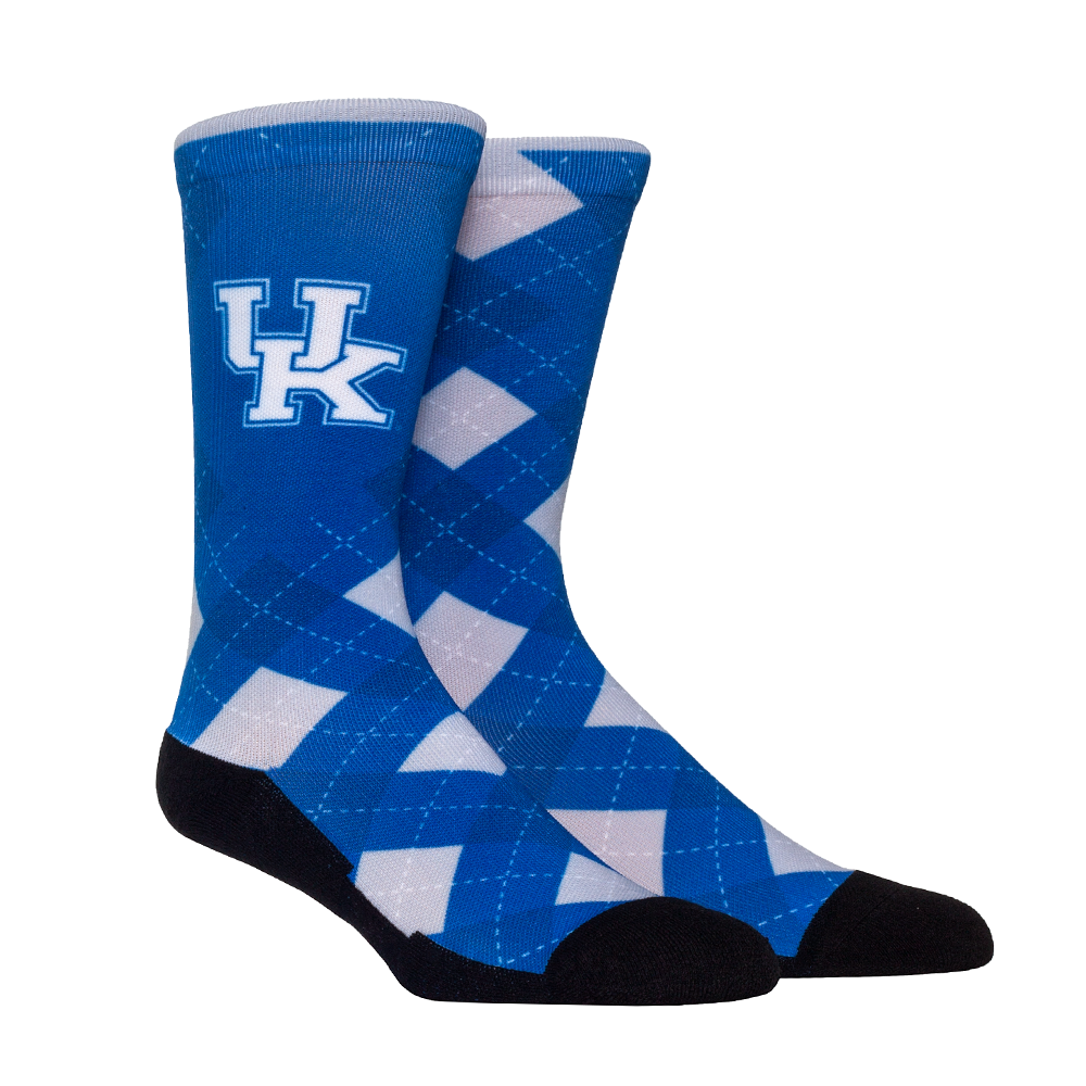Rock Em Elite Kentucky Wildcats HyperOptic Argyle NCAA Crew Socks (L/XL)
