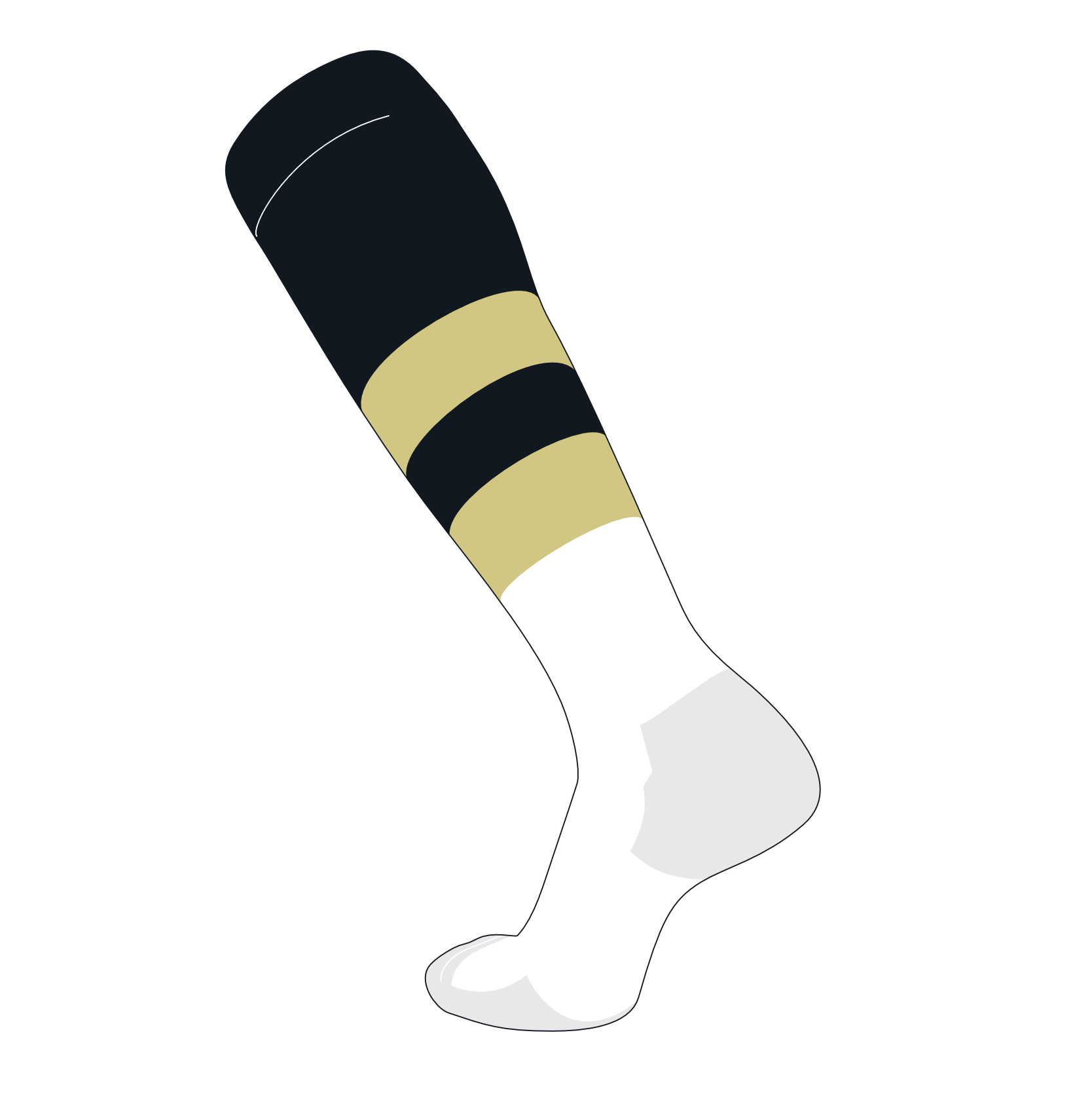 TCK Elite Baseball Football Knee High Striped Socks (G) Black, Vegas Gold, White