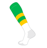 TCK Elite Baseball Football Knee High Striped Socks (G) Lime, Gold, White
