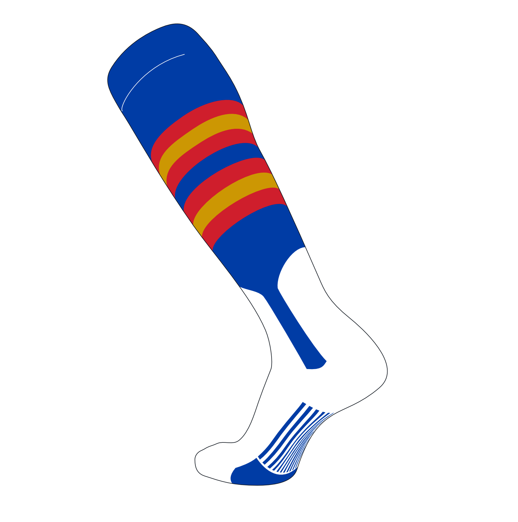 TCK Elite Baseball Knee High Stirrup Socks (I, 7in) Royal, Red, Old Gold