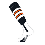 TCK Elite Baseball Knee High Stirrup Socks (F, 7in) Black, White, Orange