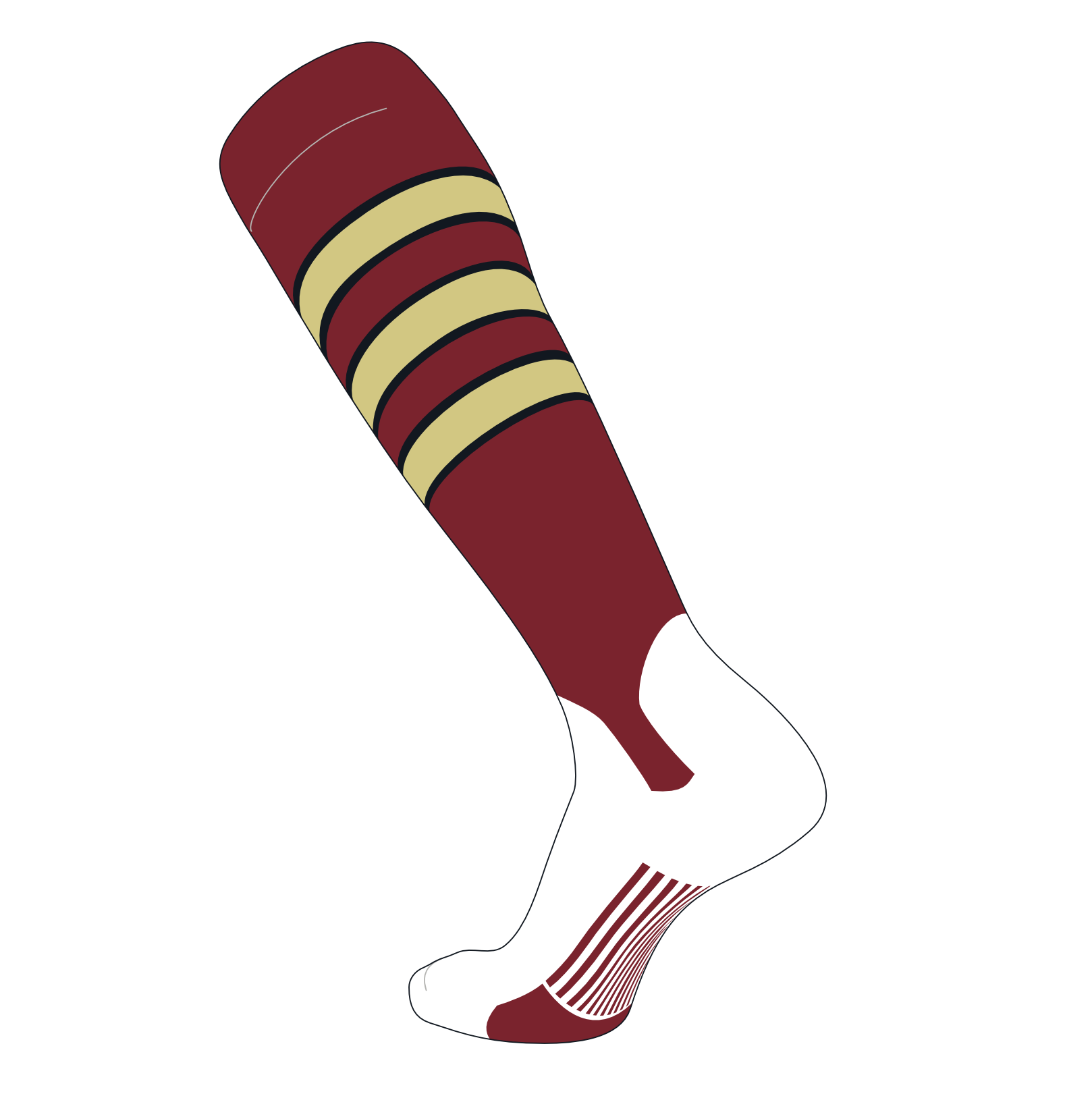 Chaussettes Baseball TCK Elite - Mi-mollet 5 Pouces - Noir, Vegas Gold, Rouge - Neuves
