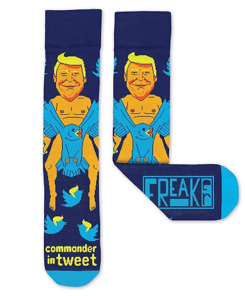 FREAKER Feet, Unisex Fun Colorful Cotton Crew Socks, Commander in Tweet