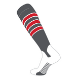 TCK Elite Baseball Knee High Stirrup Socks (D, 5in) Graphite, White, Red