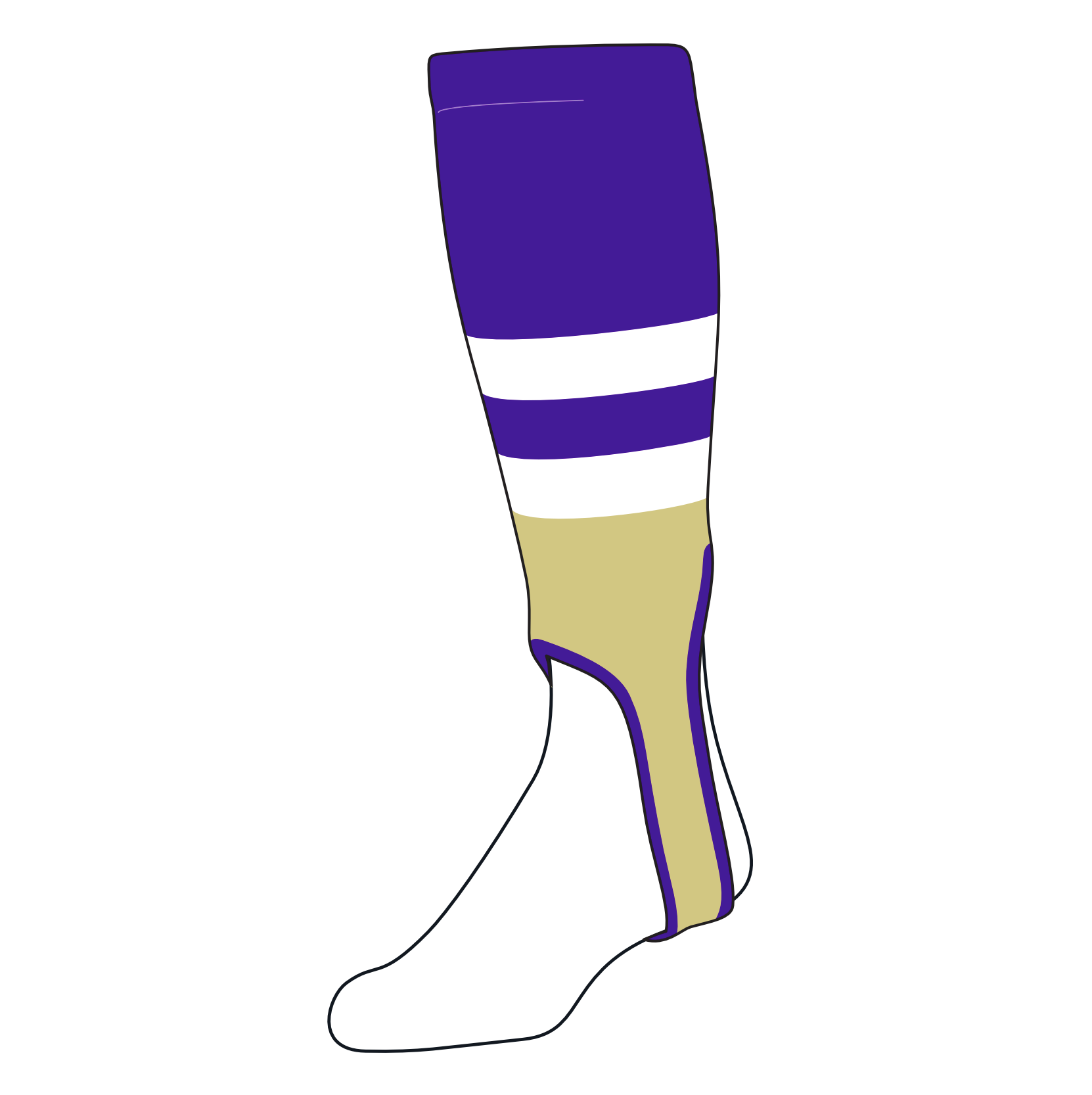 TCK Baseball Stirrups Medium (200G, 5in) Purple, White, Vegas Gold, OE Purple