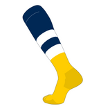 TCK Elite Baseball Football Knee High Striped Socks (G) Navy, White, Gold