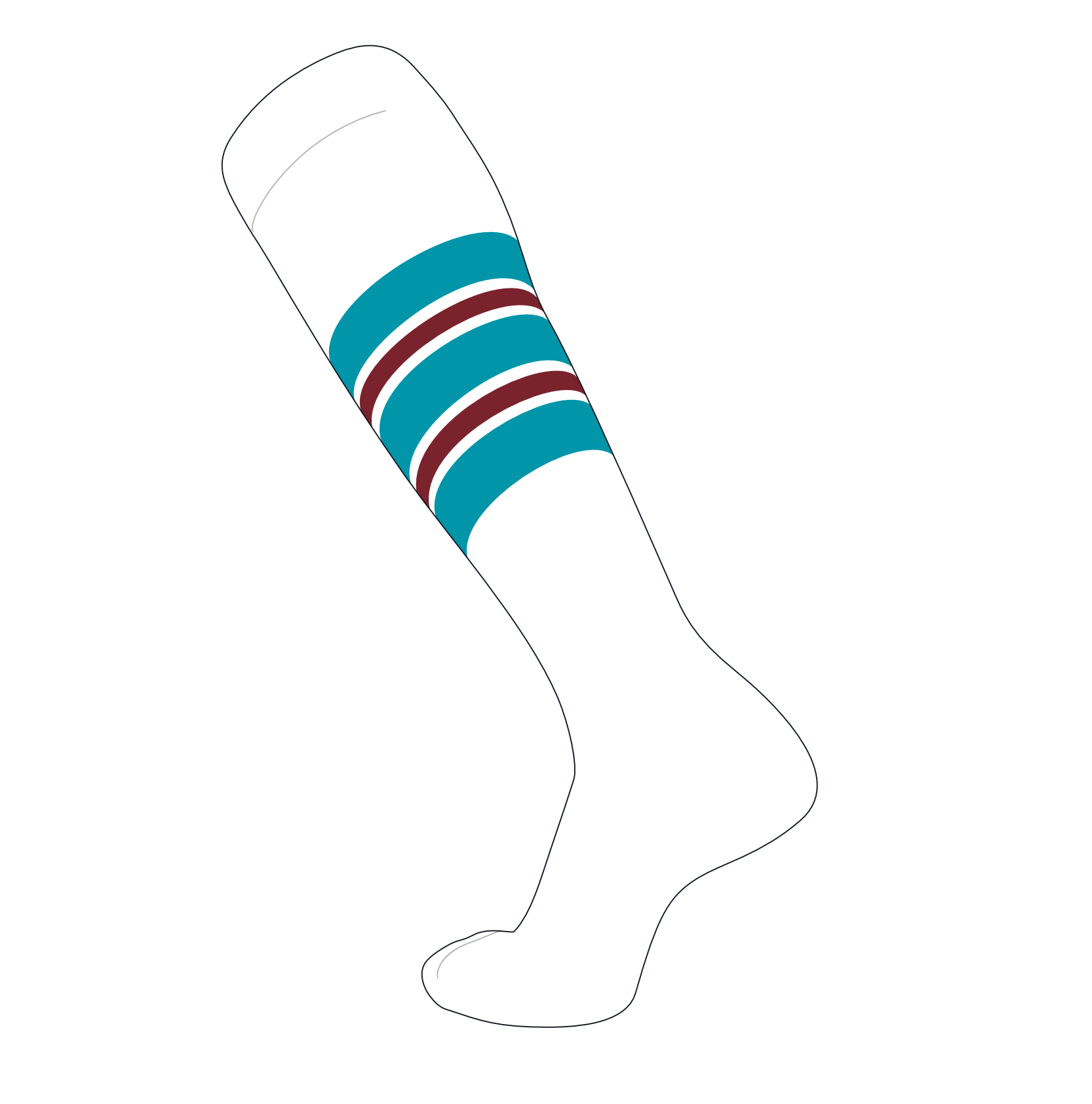 TCK Elite Baseball Football Knee High Striped Socks (F) White, Marlin Teal, Cardinal