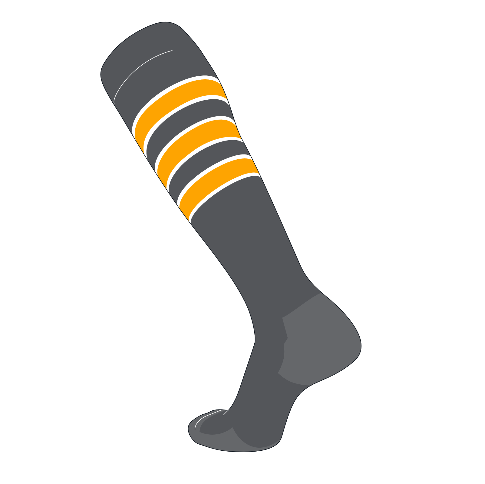 TCK Elite Baseball Football Knee High Striped Socks (D) Graphite, White, Dk Gold