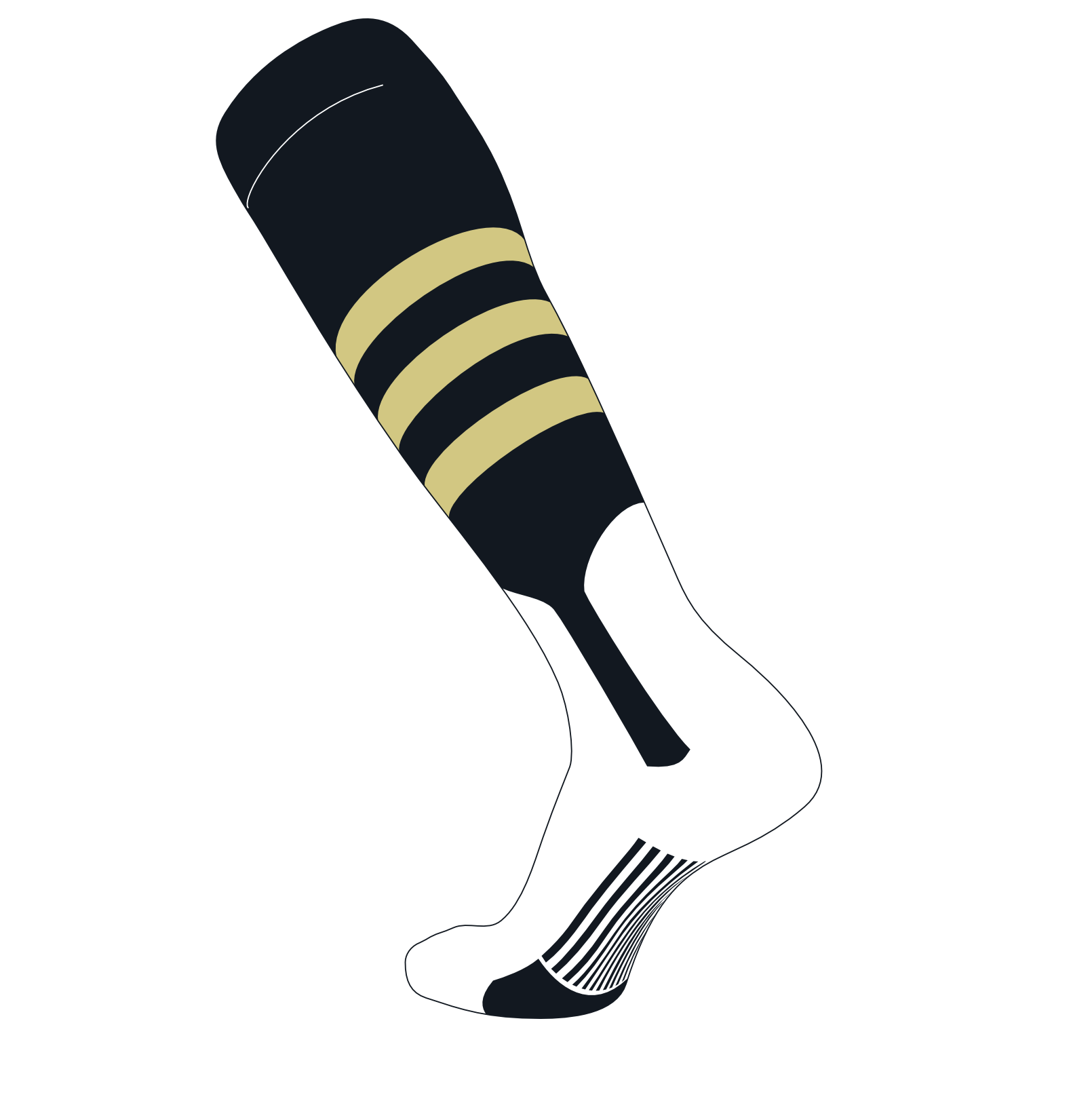 TCK Elite Baseball Knee High Stirrup Socks (B, 7in) Black, Vegas Gold