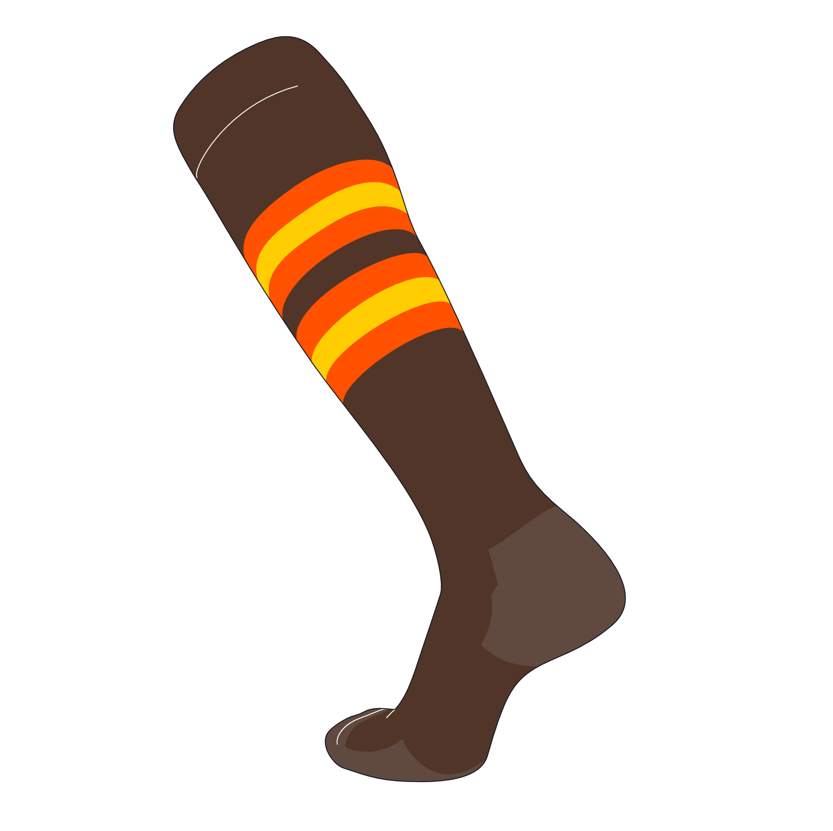 TCK Elite Baseball Football Knee High Striped Socks (I) Brown, Orange, Gold
