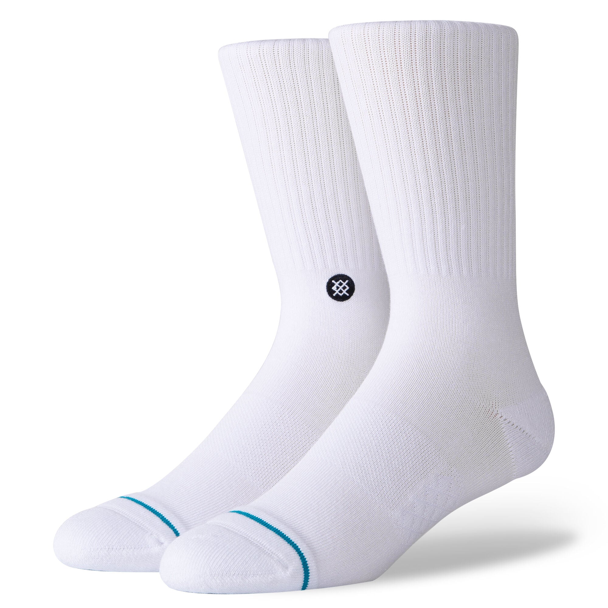 Stance mens Icon Solid Color Cotton Crew Socks, White - 3-PACK