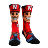 Rock Em Elite Nebraska HyperOptic Mascot NCAA Crew Socks (L/XL)