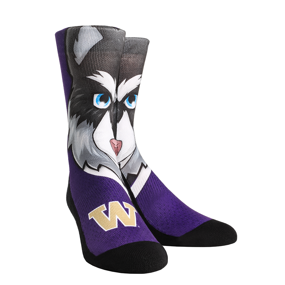 NCAA Washington Huskies - Harry the Husky Mascot Rock 'Em Socks