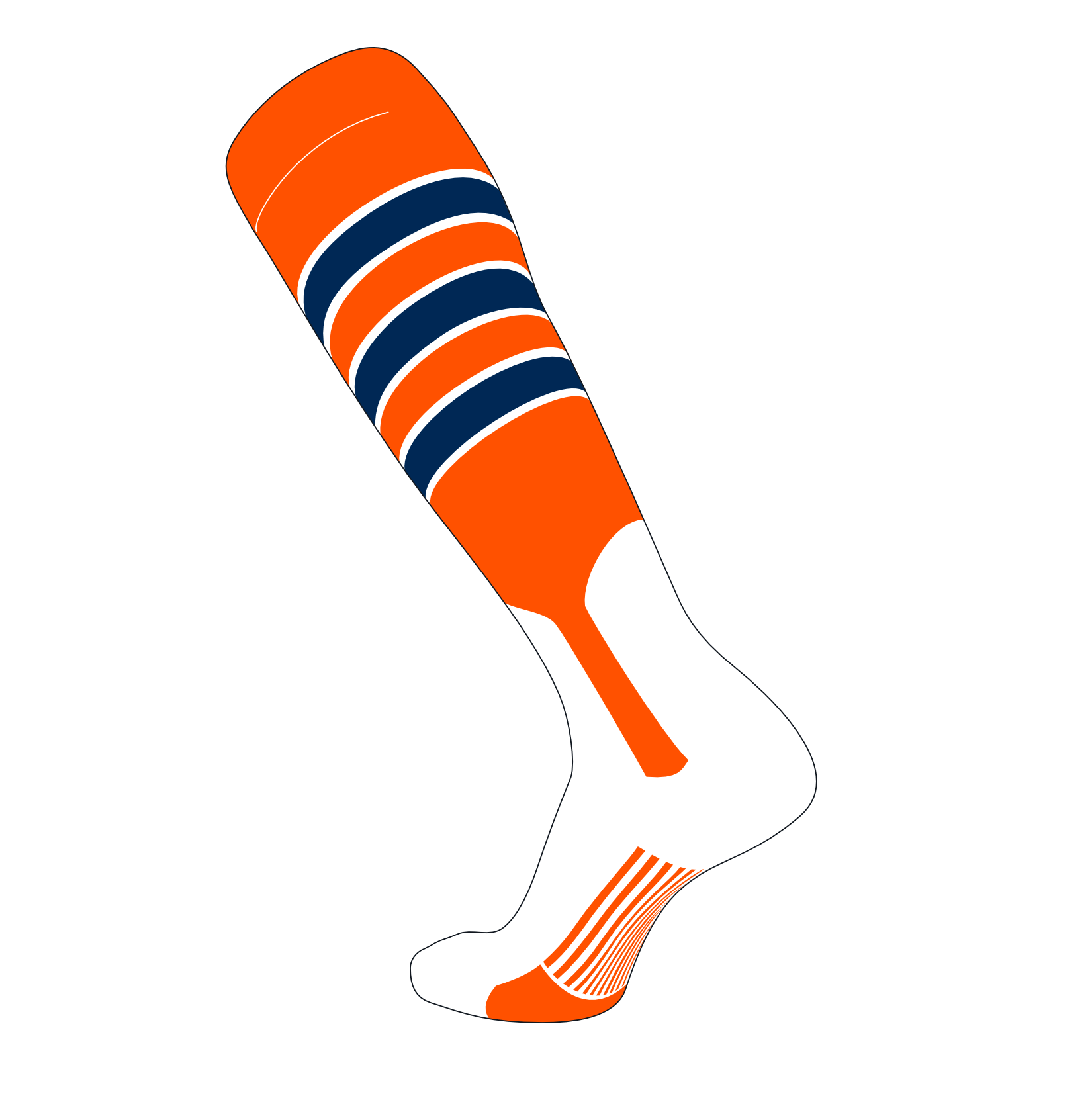 TCK Elite Baseball Knee High Stirrup Socks (D, 7in) Orange, White, Navy